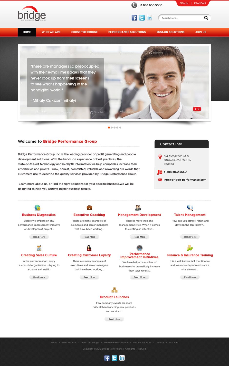 Web Design by Vedanta Web Solutions for Bridge Performance Group Inc. | Design #1281196
