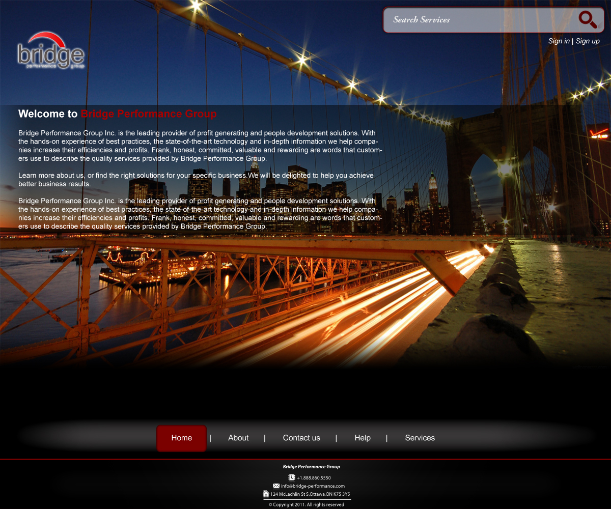 Web Design by MAS for Bridge Performance Group Inc. | Design #1294584