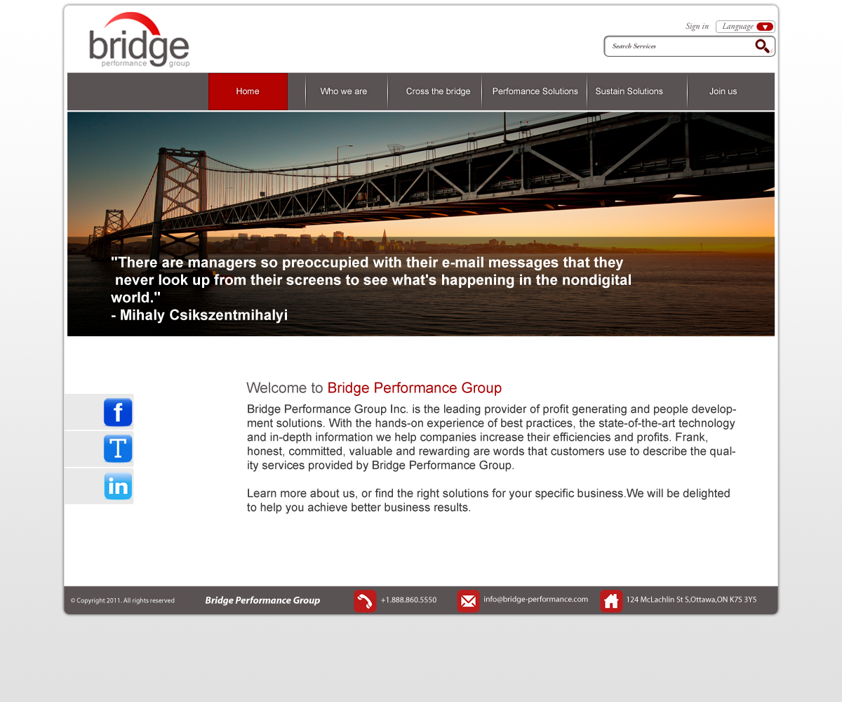 Web Design by MAS for Bridge Performance Group Inc. | Design #1304412