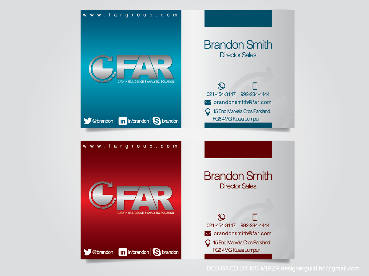 Visitenkarten-Design von MSMdesigner für F.A.R Projects SDN. BHD. | Design #4526593