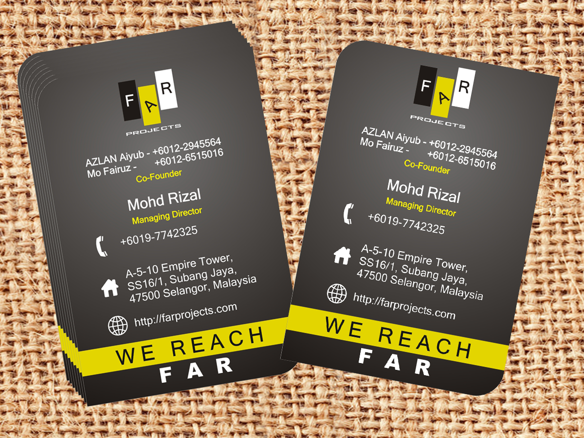 Business Card Design by Abhi1988 for F.A.R Projects SDN. BHD. | Design #4530359