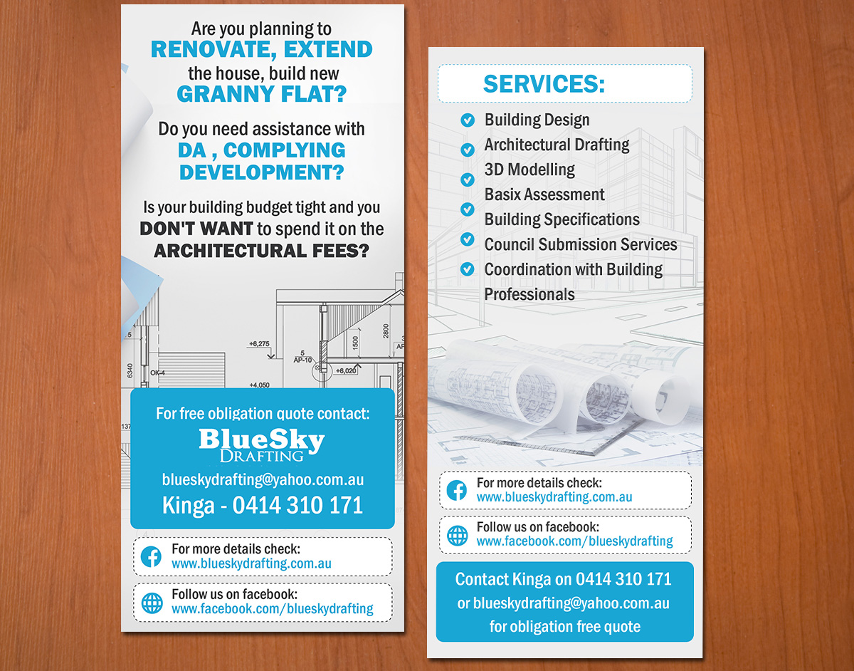 elegant modern building flyer design for mebel pty ltd by mila flat flyer build