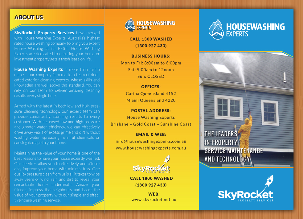 Diseño de Brochure por Sbss para Skyrocket Property Services | Diseño #4558669