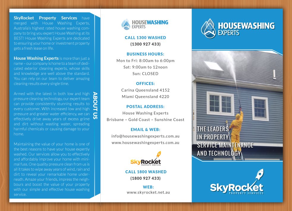 Diseño de Brochure por Sbss para Skyrocket Property Services | Diseño #4558670