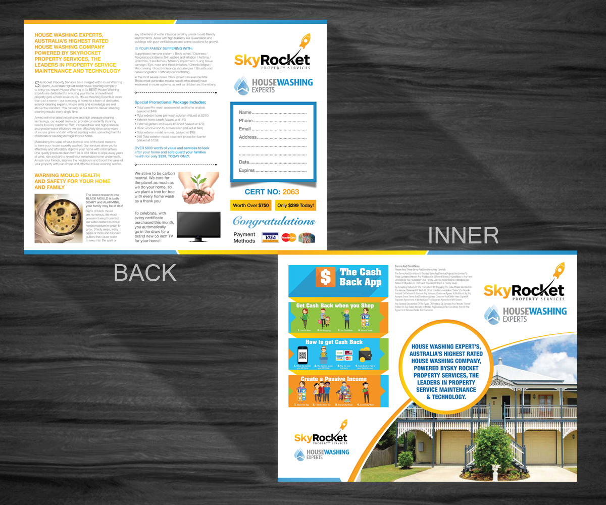 Diseño de Brochure por Mahendran  para Skyrocket Property Services | Diseño #6225796