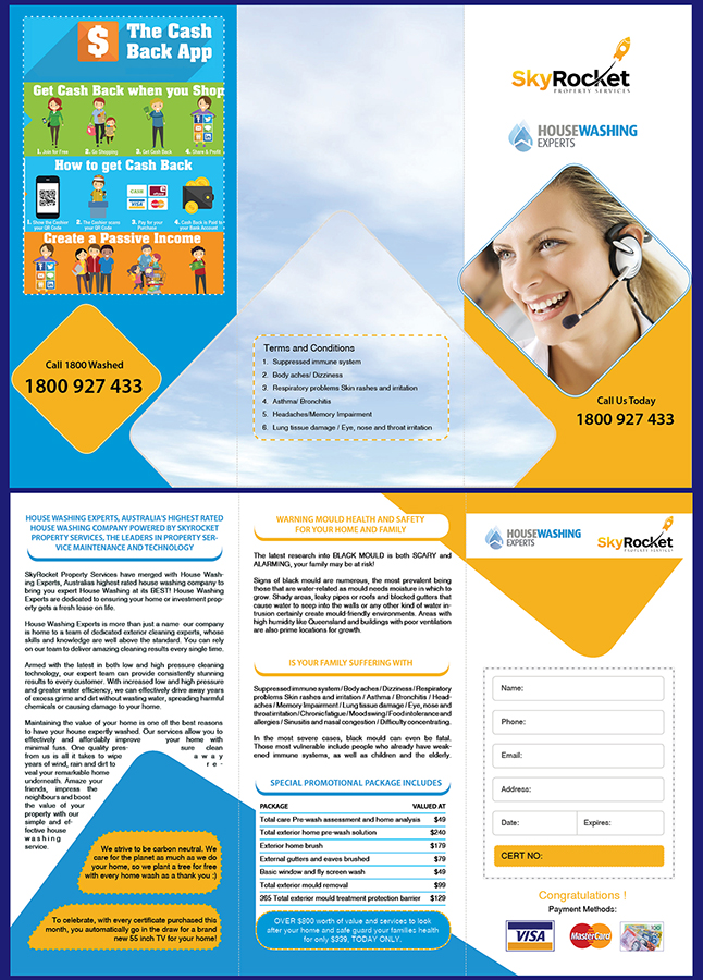 Diseño de Brochure por G!Morning para Skyrocket Property Services | Diseño #4531307