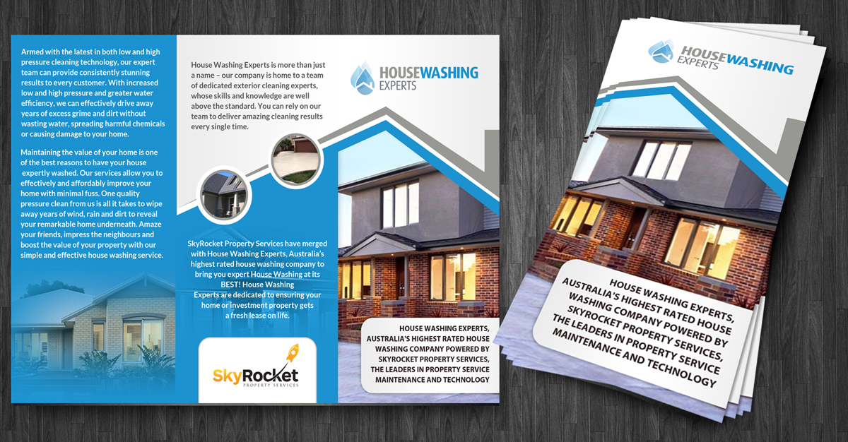 Diseño de Brochure por ESolz Technologies para Skyrocket Property Services | Diseño #4531439