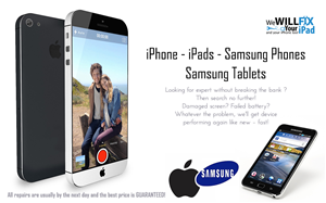 Poster to advertise that we repair iphone, ipad, samsung phone and tablets | Poster-Design von FutureDesigne