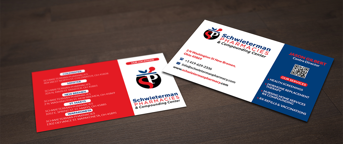Visitenkarten-Design von Pointless Pixels India für Schwieterman Pharmacy | Design #4527126