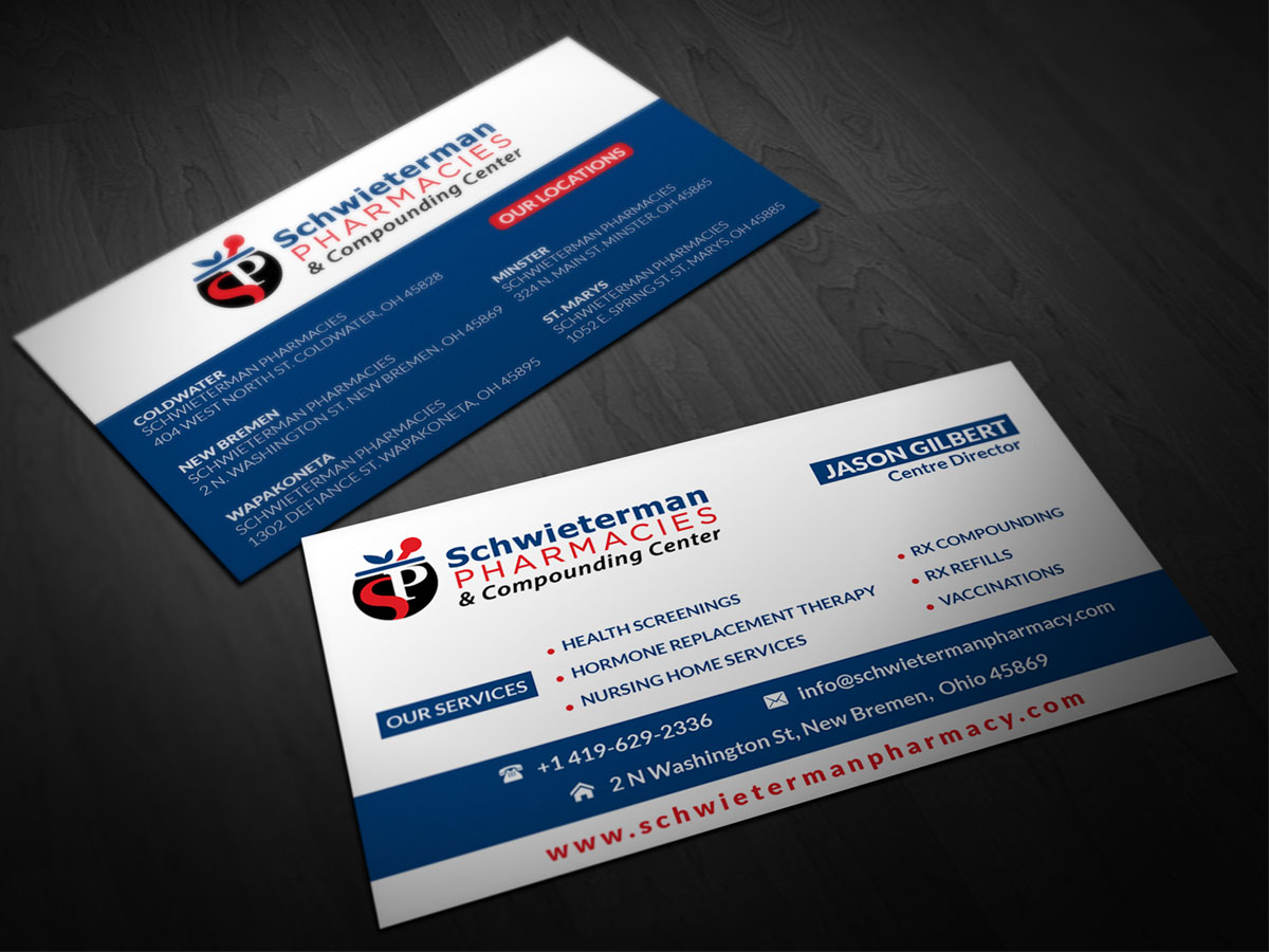 Business Card Design by Pointless Pixels India for Schwieterman Pharmacy | Design #4541715