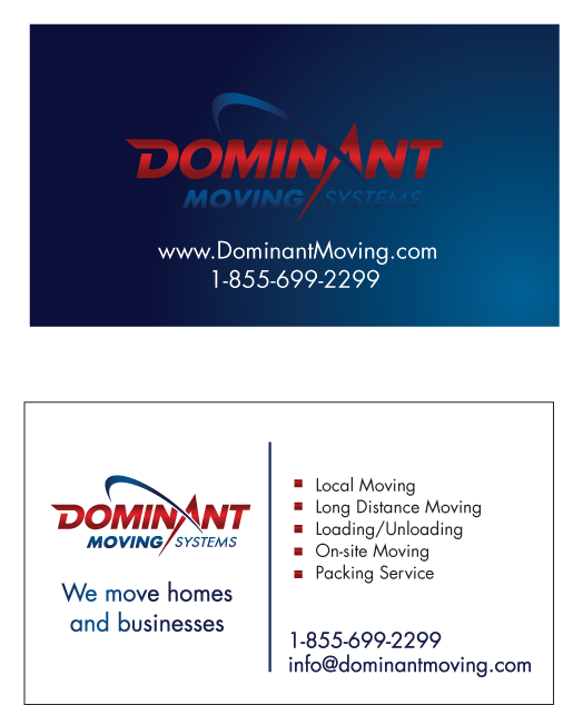 Business Card Design by TedAtkinson for Dominant Moving Systems | Design #4535908
