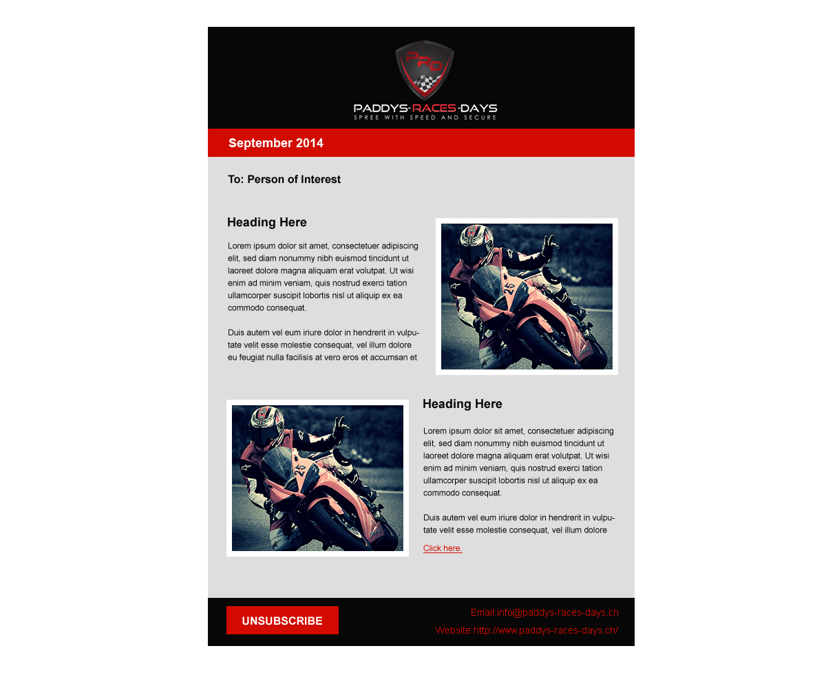 Design de Newsletter par eel pour Paddys-Races-Days | Design #4534338