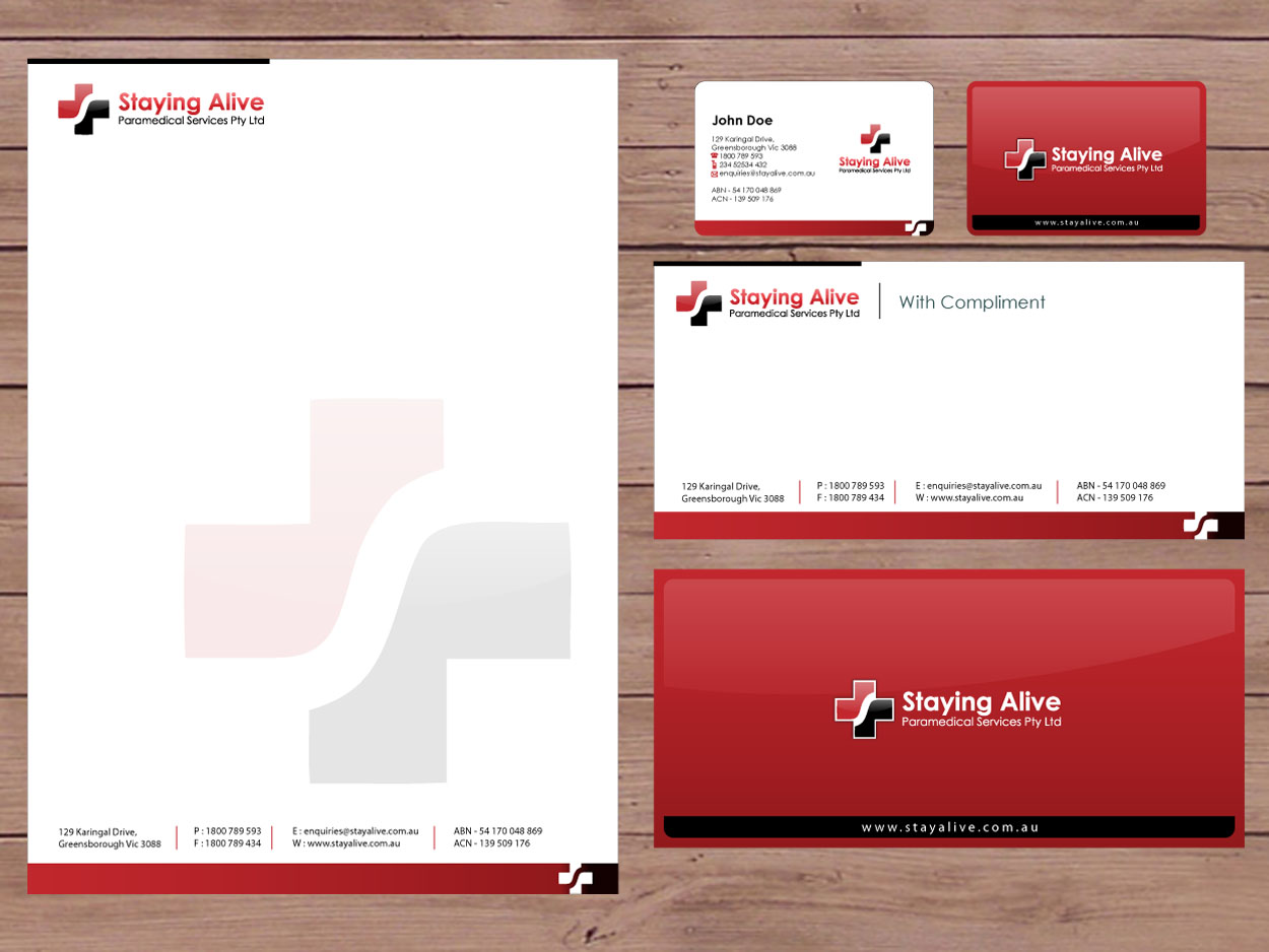Stationery Design by Priyo Subarkah for Staying Alive Paramedical Services Pty Ltd | Design #203668