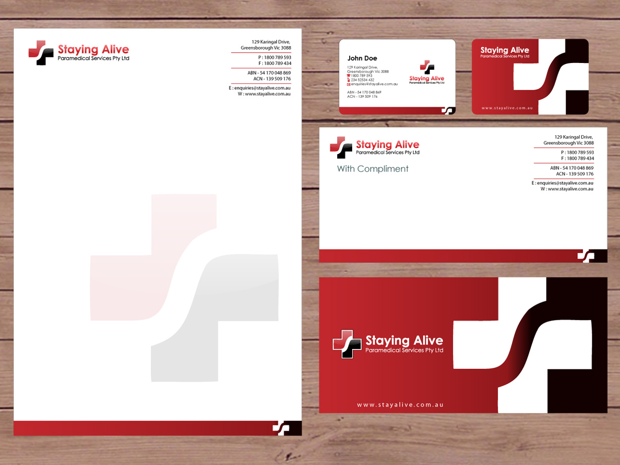 Design de Papeterie par Priyo Subarkah pour Staying Alive Paramedical Services Pty Ltd | Design #204529