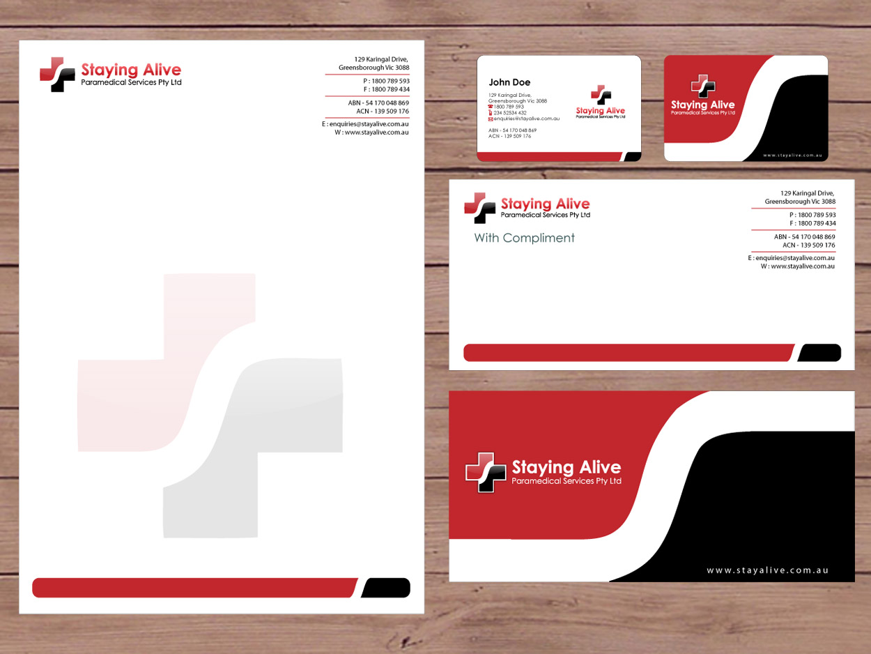 Stationery Design by Priyo Subarkah for Staying Alive Paramedical Services Pty Ltd | Design #205249