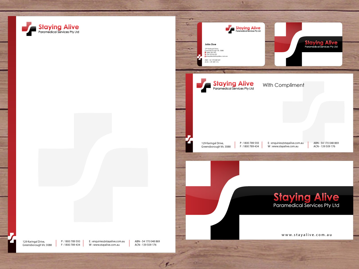 Stationery Design by Priyo Subarkah for Staying Alive Paramedical Services Pty Ltd | Design #205322