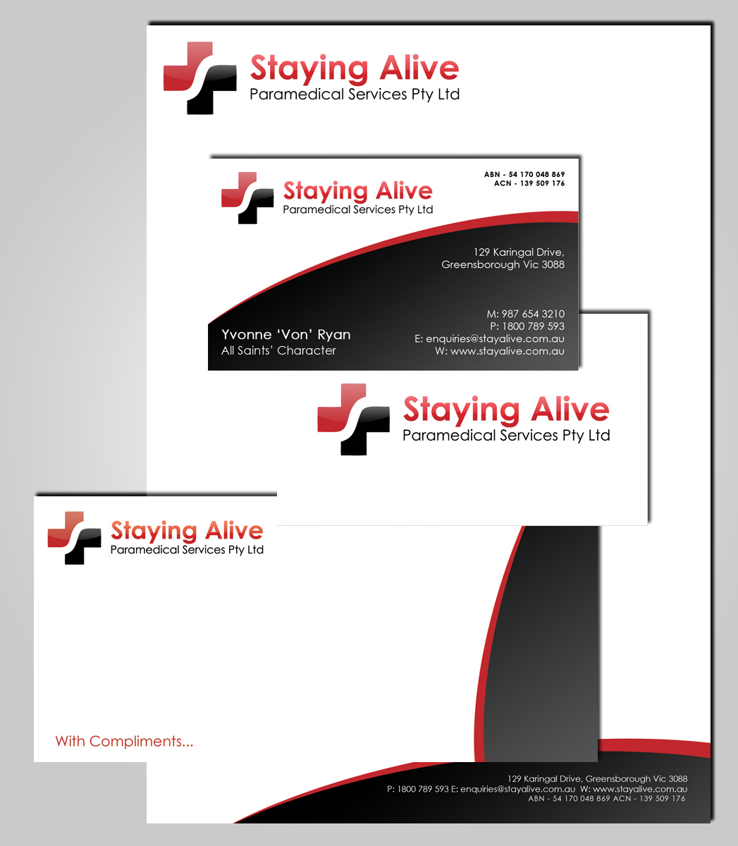 Stationery Design by HyperTime Studio for Staying Alive Paramedical Services Pty Ltd | Design #202634