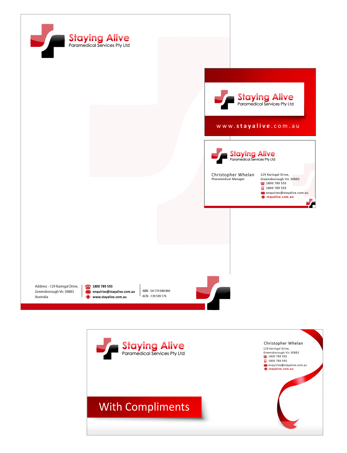 Stationery Design by aneela for Staying Alive Paramedical Services Pty Ltd | Design #206859