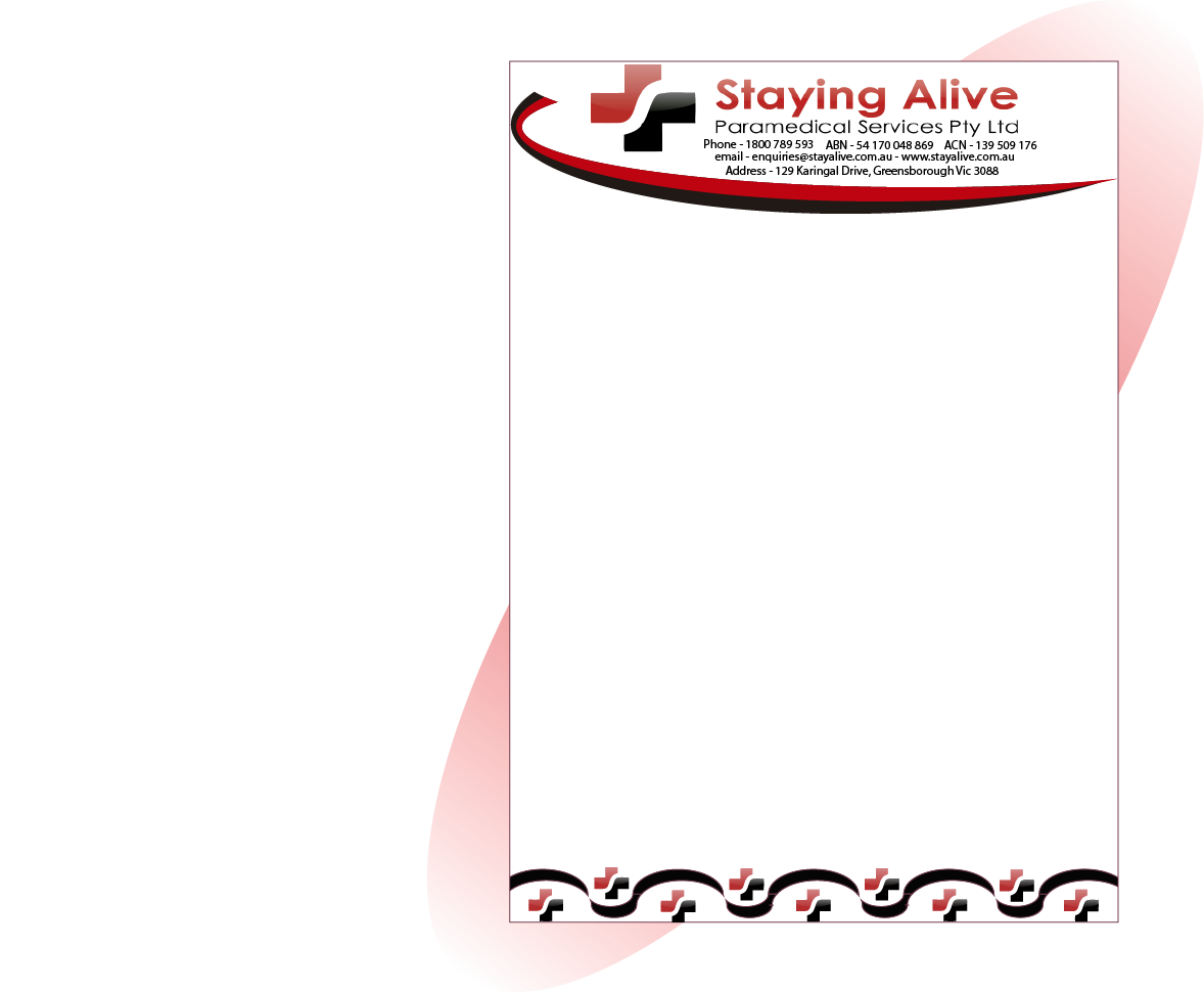 Stationery Design by JIM LESPERANCE for Staying Alive Paramedical Services Pty Ltd | Design #204914