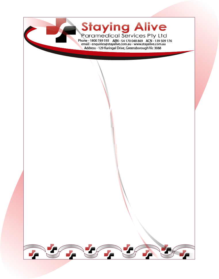 Stationery Design by JIM LESPERANCE for Staying Alive Paramedical Services Pty Ltd | Design #204924