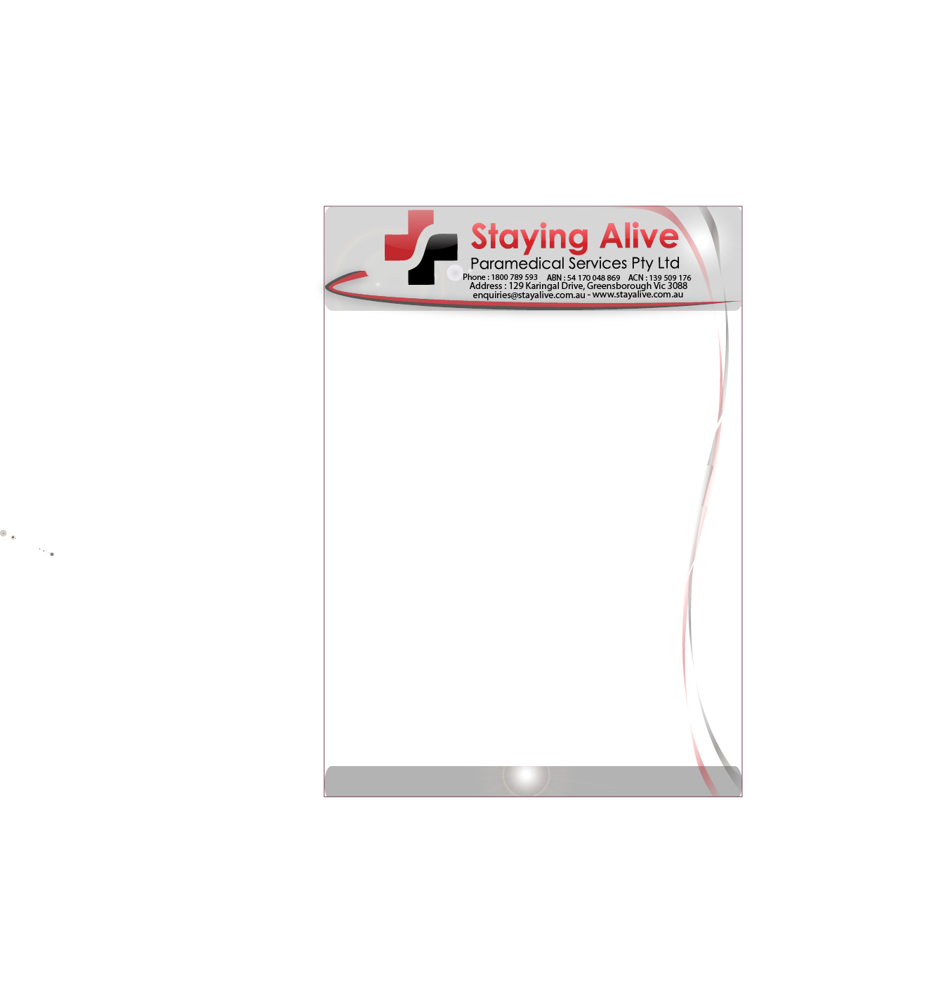 Stationery Design by JIM LESPERANCE for Staying Alive Paramedical Services Pty Ltd | Design #206628