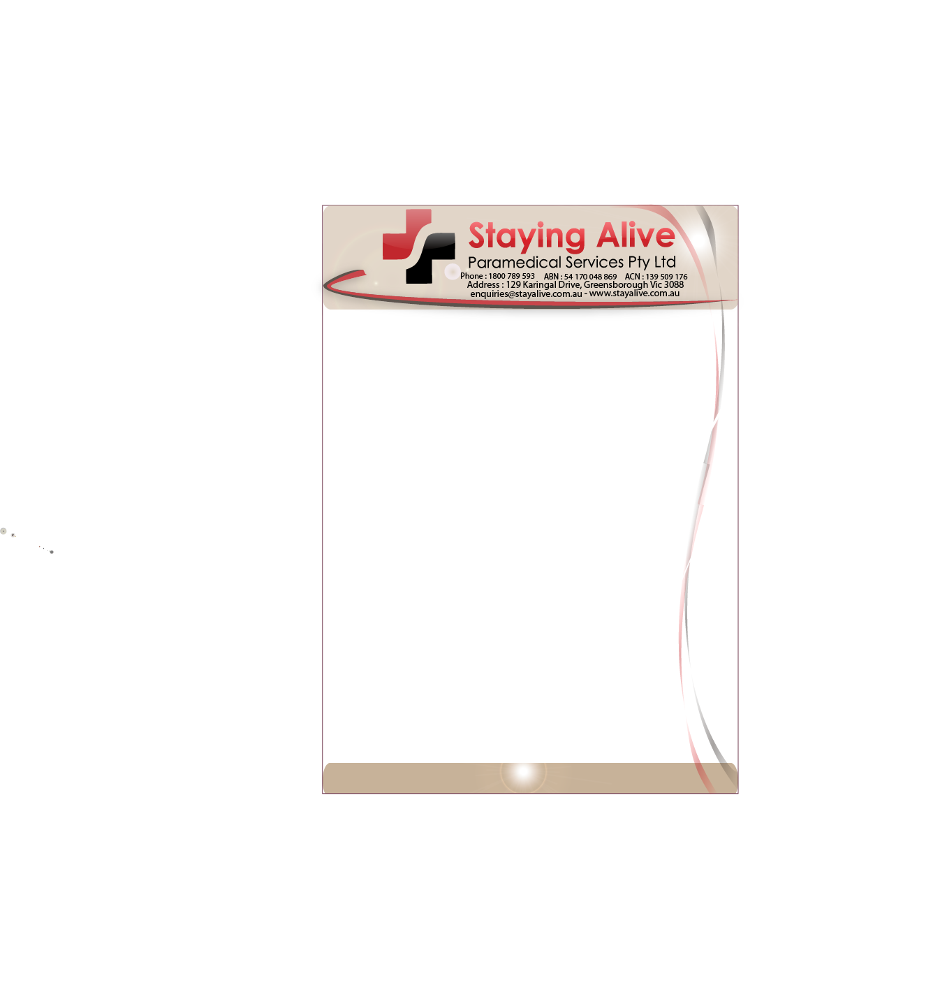 Stationery Design by JIM LESPERANCE for Staying Alive Paramedical Services Pty Ltd | Design #206633