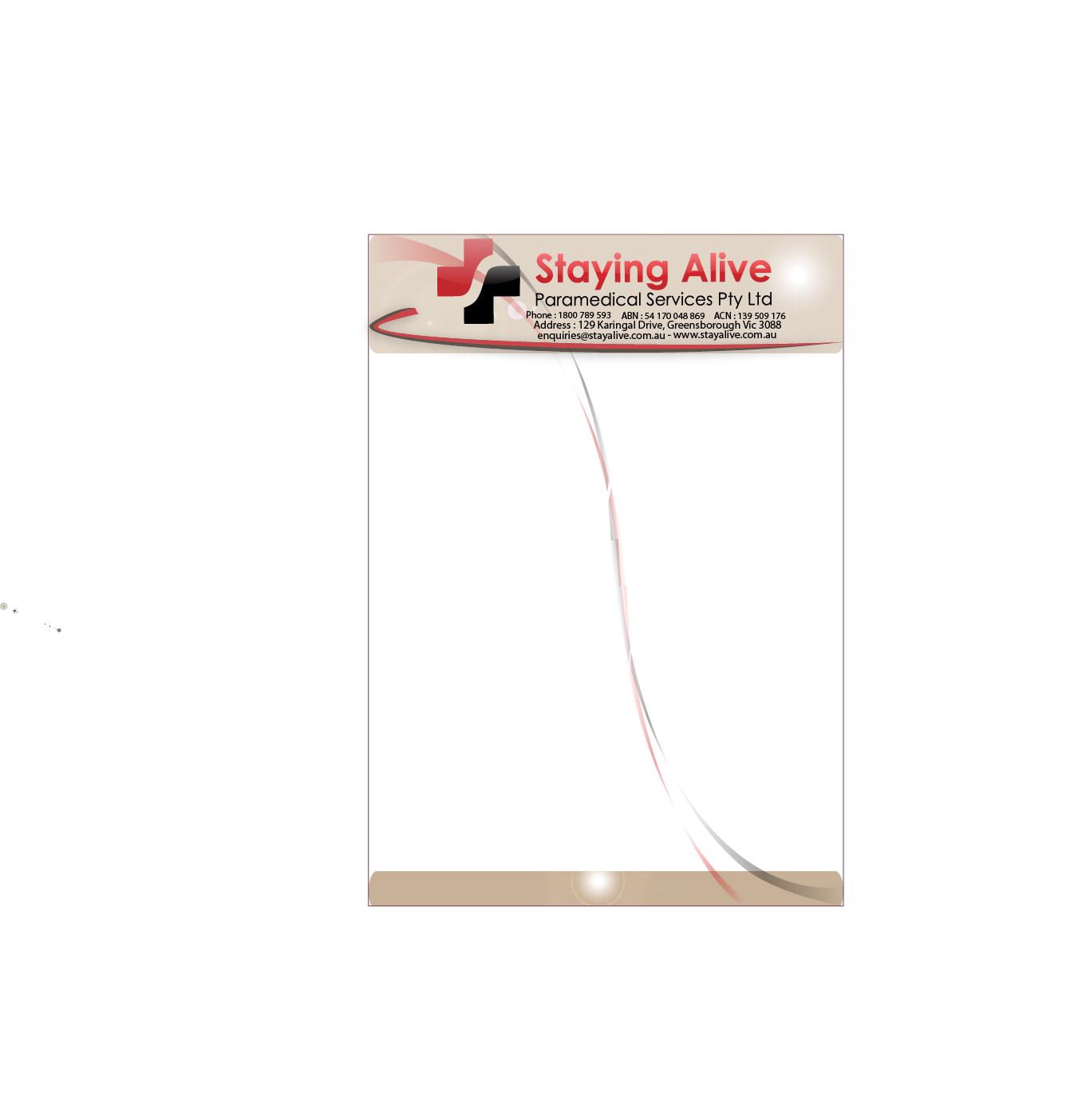Schreibwaren-Design von JIM LESPERANCE für Staying Alive Paramedical Services Pty Ltd | Design #206634