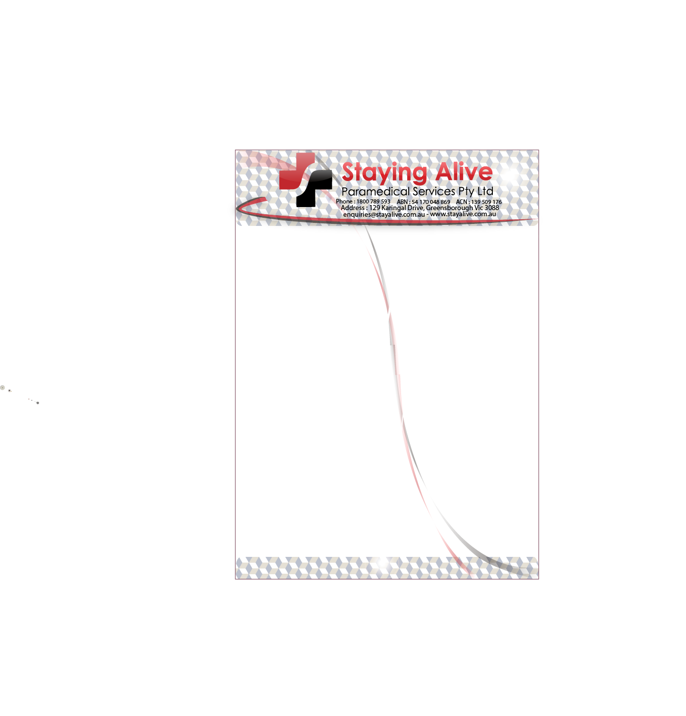 Stationery Design by JIM LESPERANCE for Staying Alive Paramedical Services Pty Ltd | Design #206635