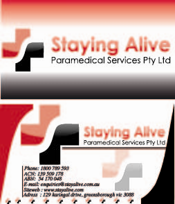 Stationery Design by JIM LESPERANCE for Staying Alive Paramedical Services Pty Ltd | Design: #207210