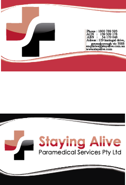 Stationery Design by JIM LESPERANCE for Staying Alive Paramedical Services Pty Ltd | Design #208405