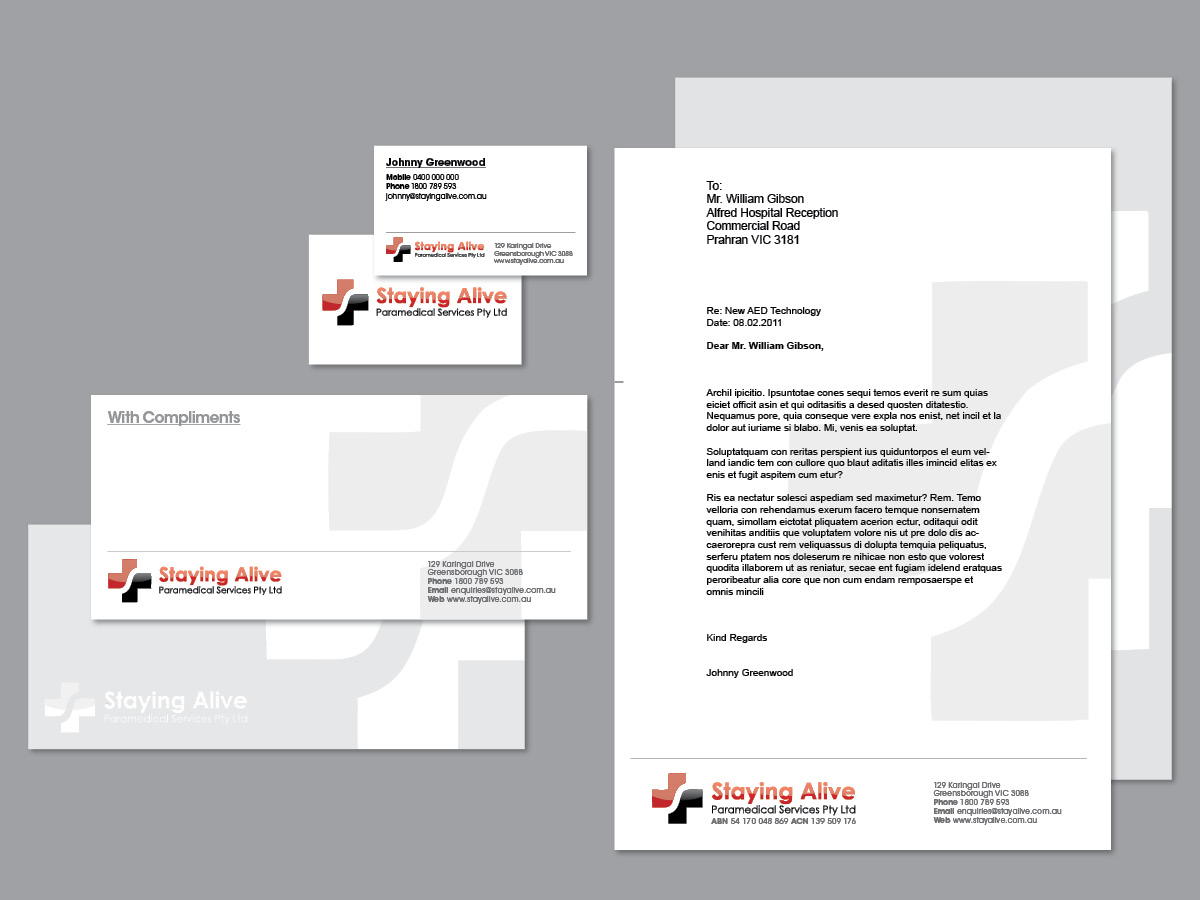 Stationery Design by Fumarol for Staying Alive Paramedical Services Pty Ltd | Design #204536