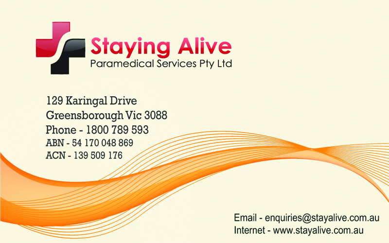 Schreibwaren-Design von gvprabagaran für Staying Alive Paramedical Services Pty Ltd | Design #203473