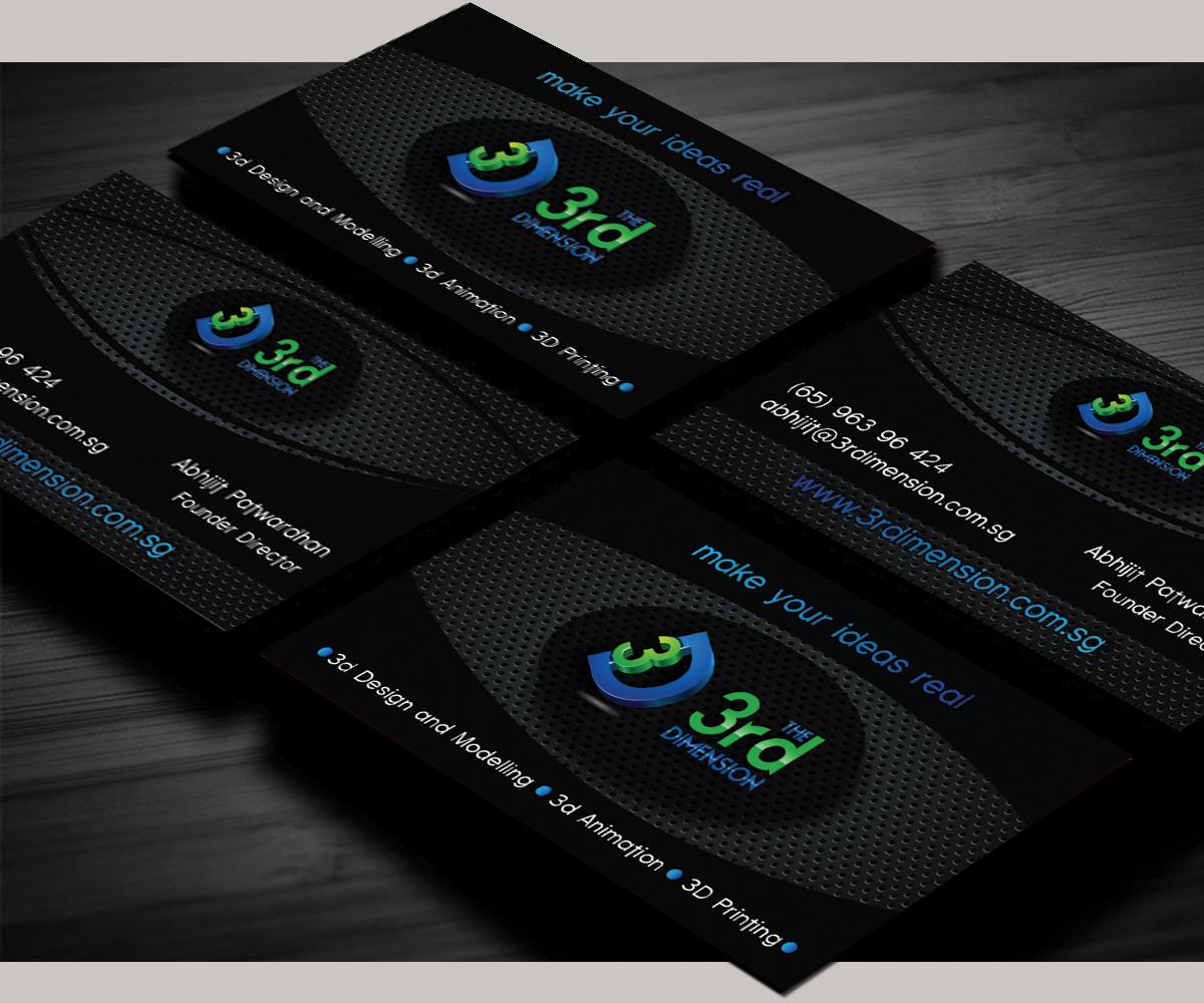 Business Card Design by wall-jamboree for The 3rd Dimension Pte Ltd | Design #4610779