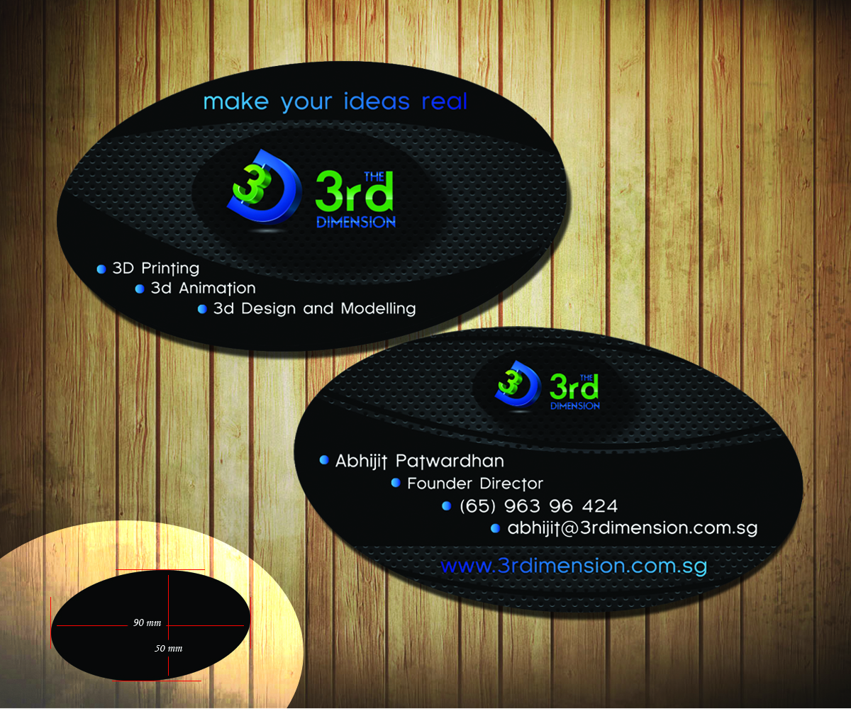 Visitenkarten-Design von wall-jamboree für The 3rd Dimension Pte Ltd | Design #4643366