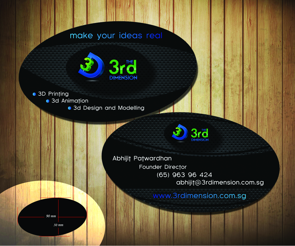 Business Card Design by wall-jamboree for The 3rd Dimension Pte Ltd | Design #4643643