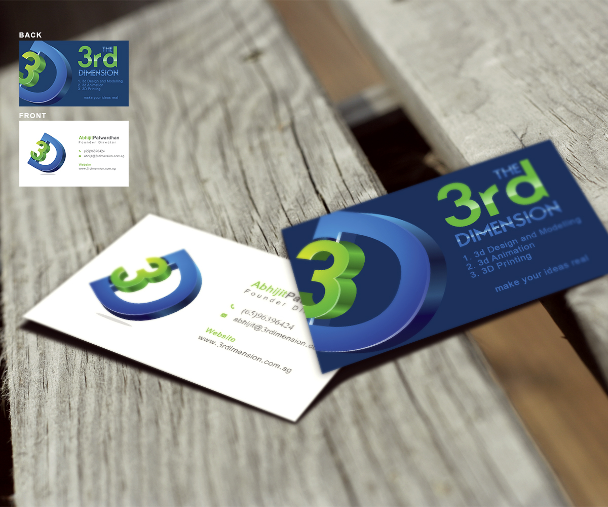 Diseño de Tarjeta de Presentación por a7mddz para The 3rd Dimension Pte Ltd | Diseño #4550922