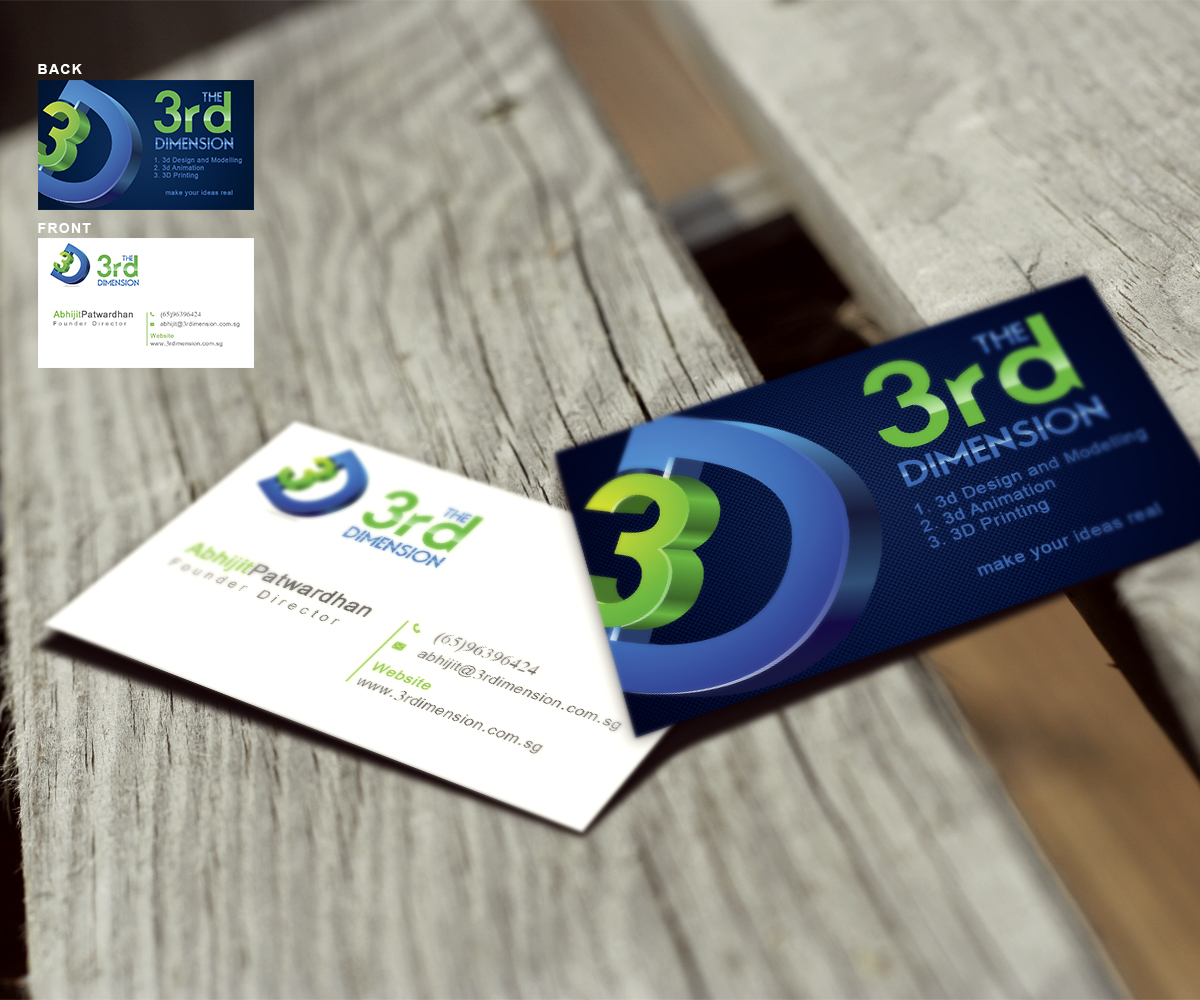 Business Card Design by a7mddz for The 3rd Dimension Pte Ltd | Design #4550934
