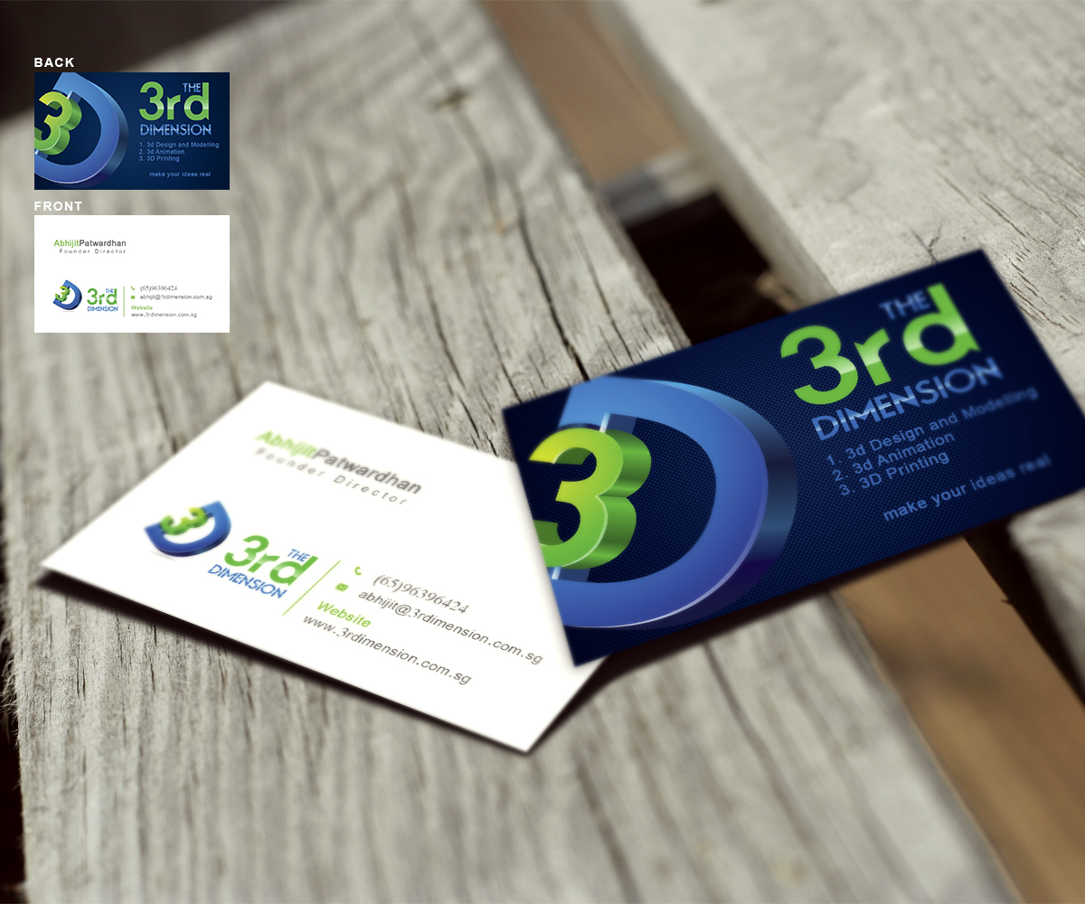 Diseño de Tarjeta de Presentación por a7mddz para The 3rd Dimension Pte Ltd | Diseño #4550957