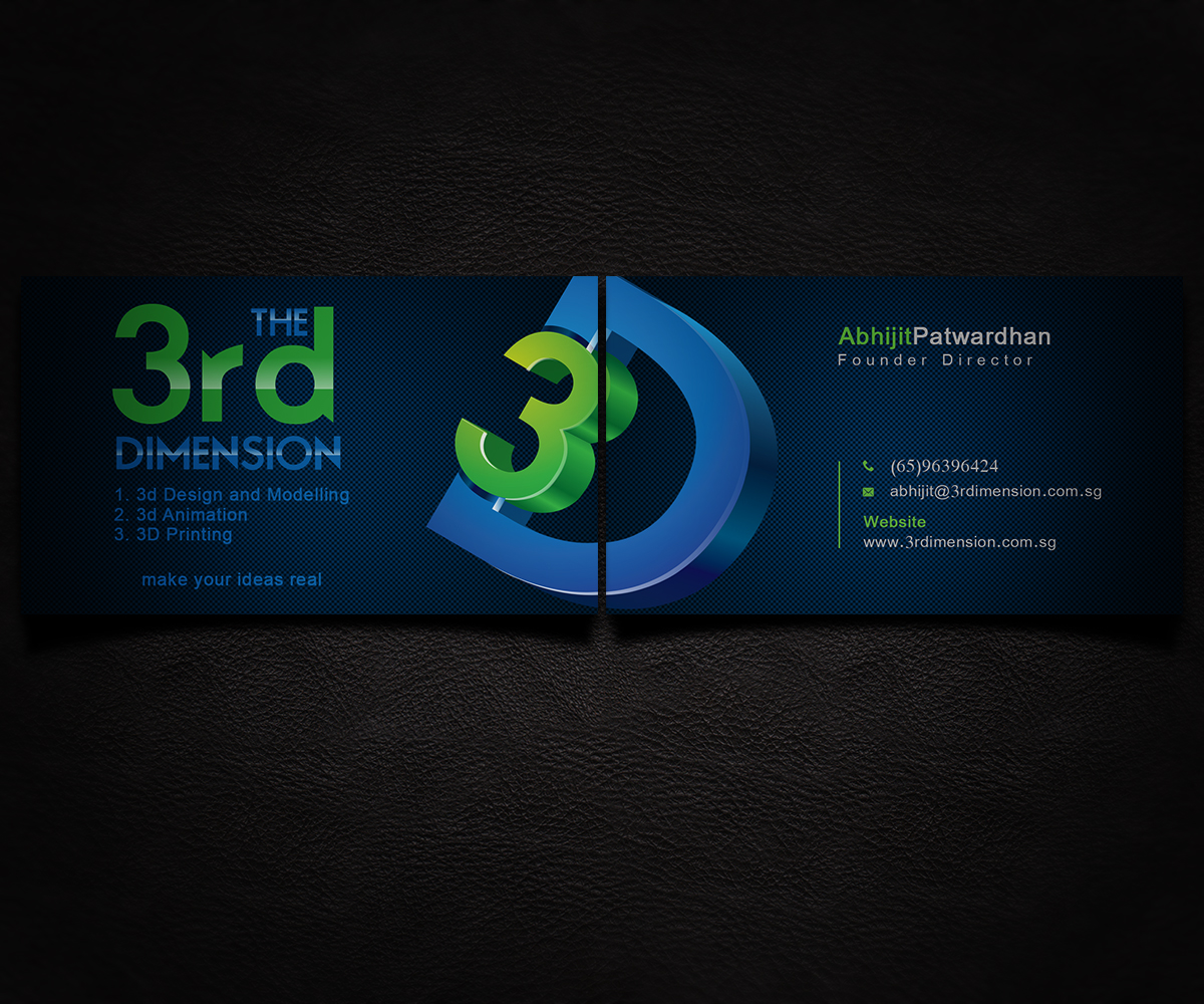 Business Card Design by a7mddz for The 3rd Dimension Pte Ltd | Design #4551007