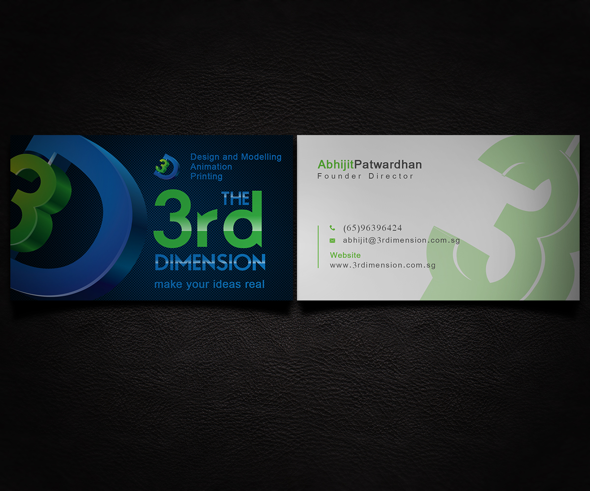 Business Card Design by a7mddz for The 3rd Dimension Pte Ltd | Design #4557349
