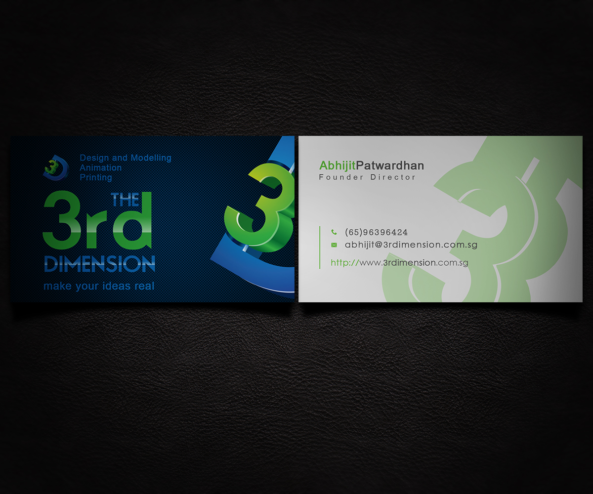 Business Card Design by a7mddz for The 3rd Dimension Pte Ltd | Design #4563637