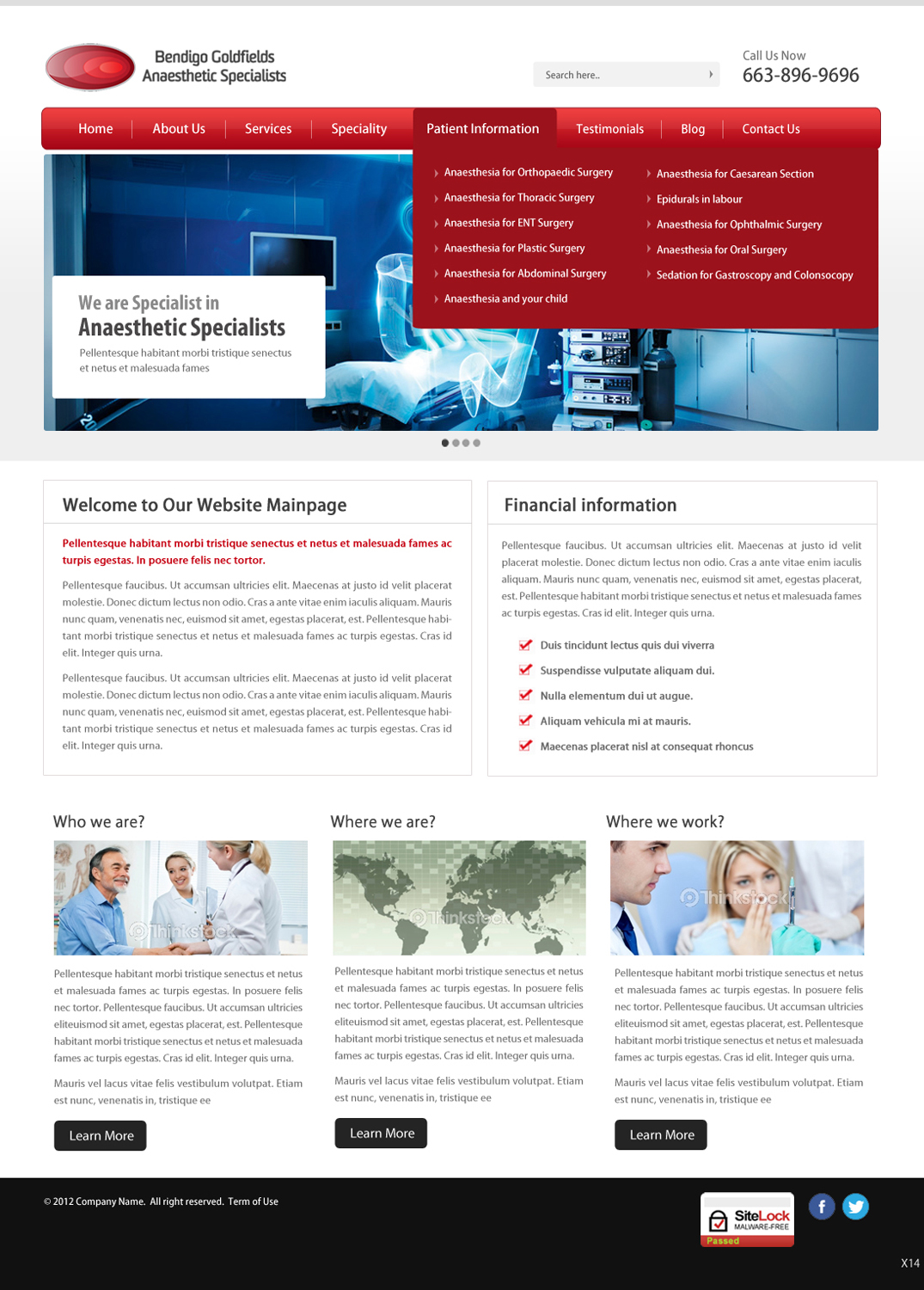 Web Design by pb for Bendigo Goldfields Anaesthetic Specialists | Design #1378264