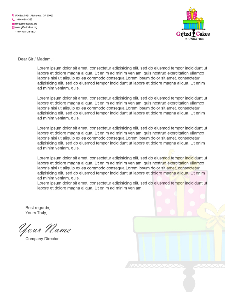 Stationery Design by Parul for Gifted Cakes Foundation, Inc. | Design #4600224