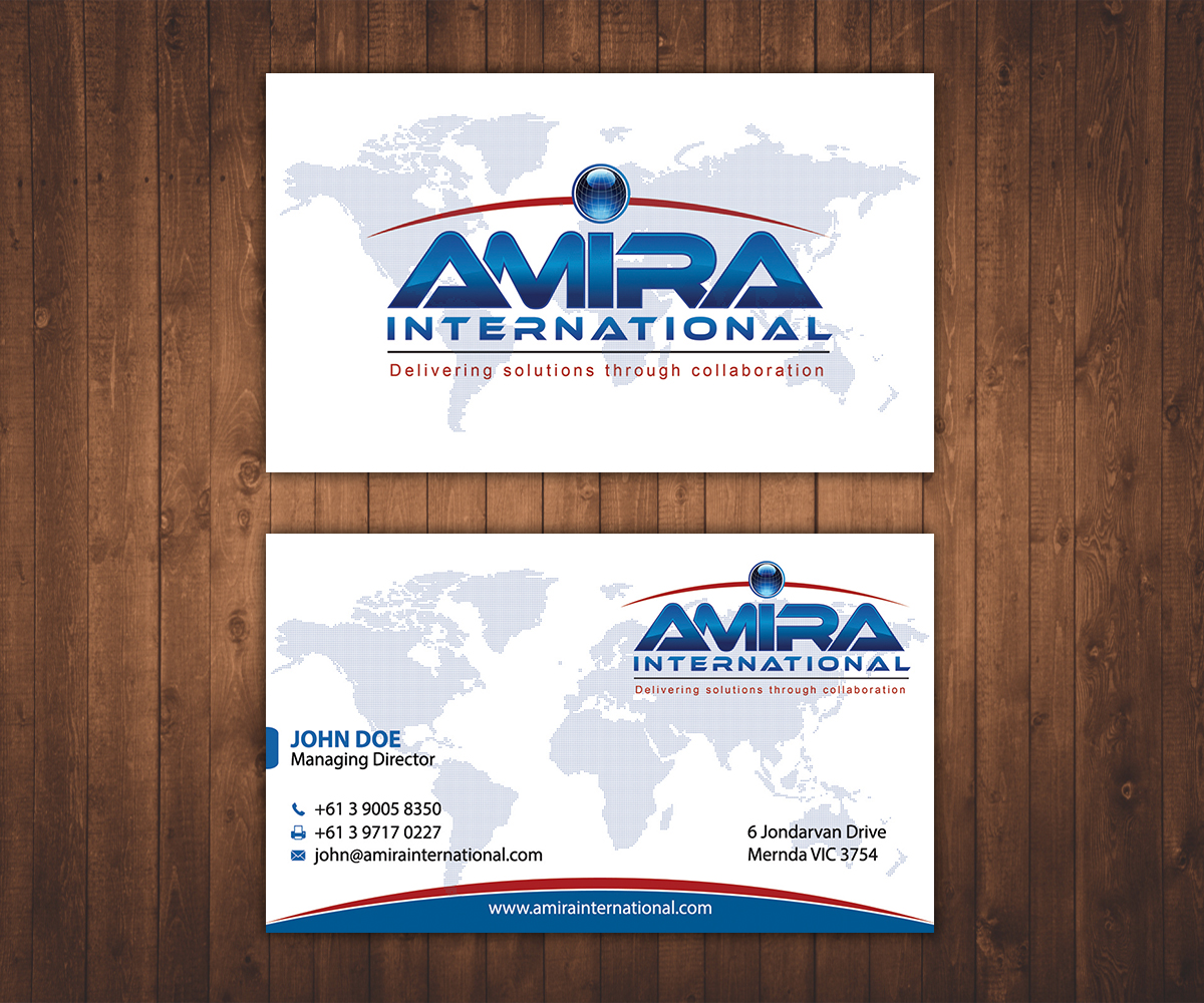 Business Card Design by Stylez Designz for AMIRA International | Design #5145361