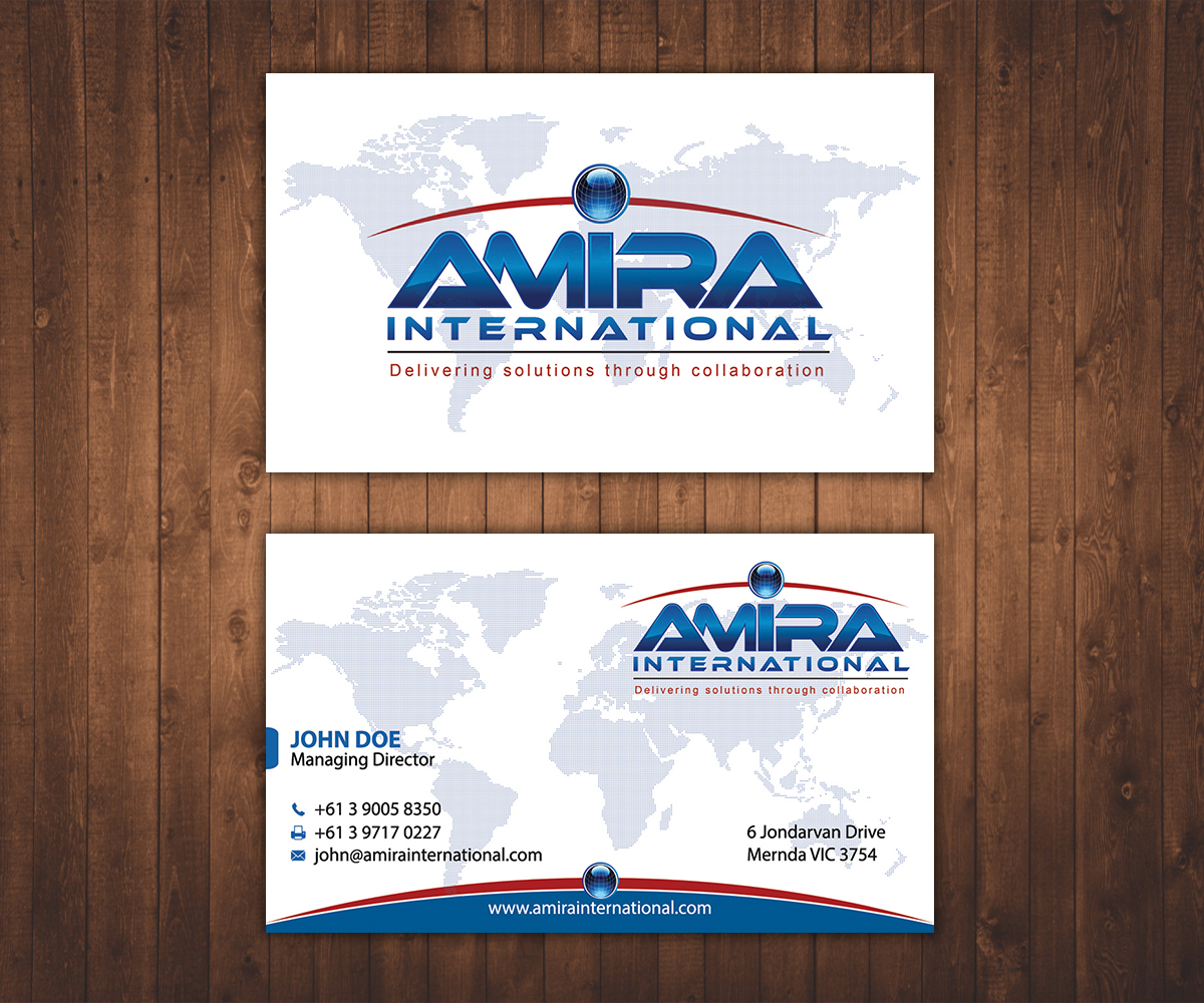 Business Card Design by Stylez Designz for AMIRA International | Design #5145363