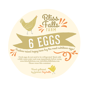 Bliss Falls Farm Organic Egg Labels | Packaging Design by Marta Sobczak 