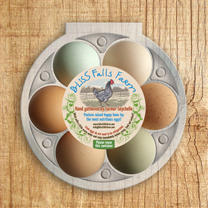 Bliss Falls Farm Organic Egg Labels | Packaging Design by The Freelance Designer