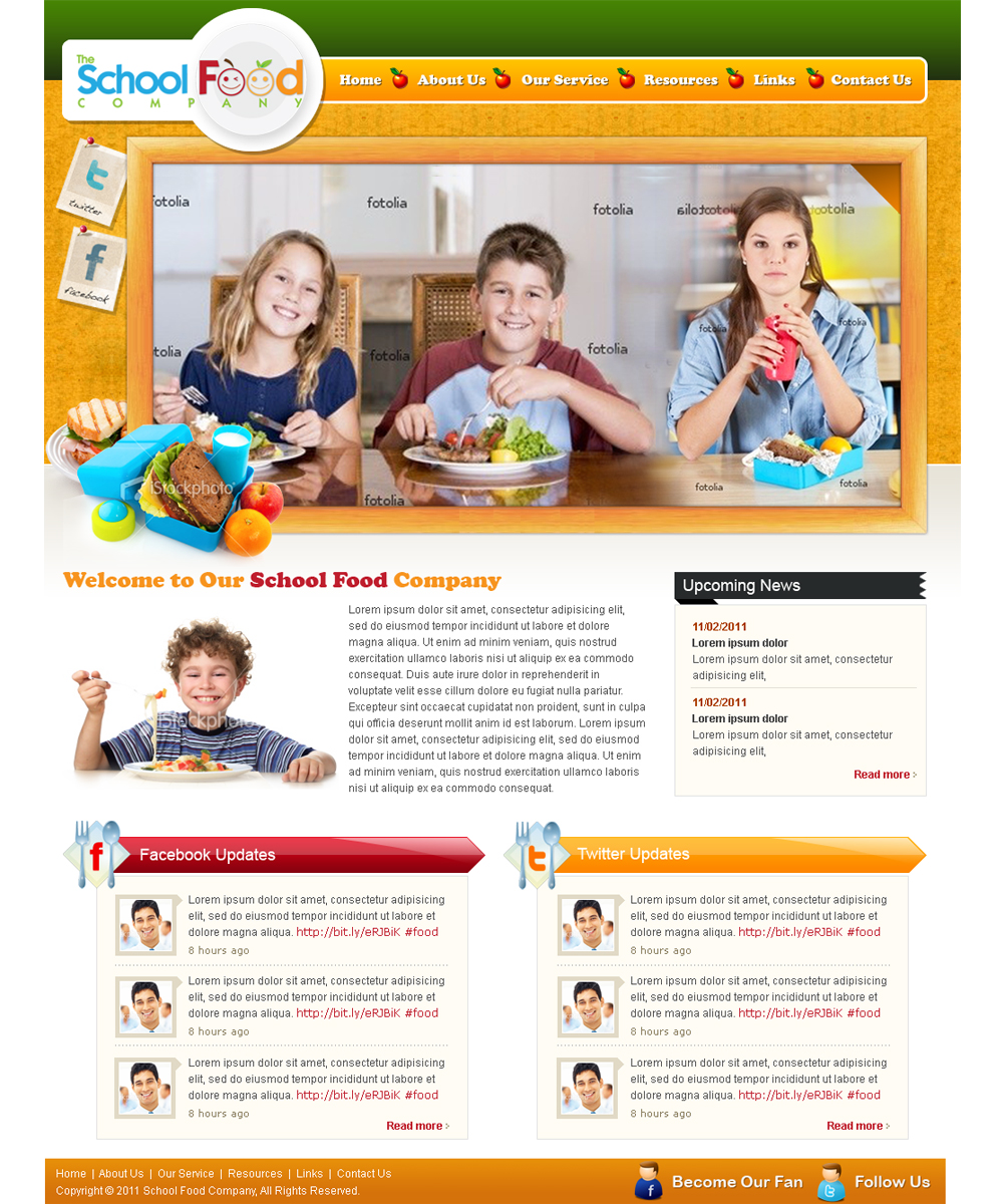 Diseño Wordpress por Mayank Patel para The School Food Company | Diseño #232787