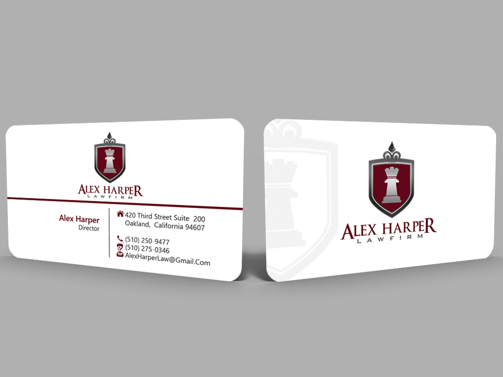 Visitenkarten-Design von Hardcore Design für Law Office of Alexander F. Harper | Design #4620610
