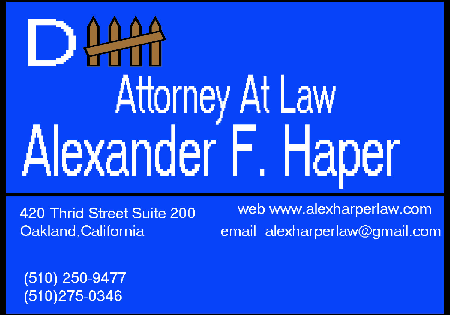 Diseño de Tarjeta de Presentación por thomas_andrews_jr para Law Office of Alexander F. Harper | Diseño #5837913